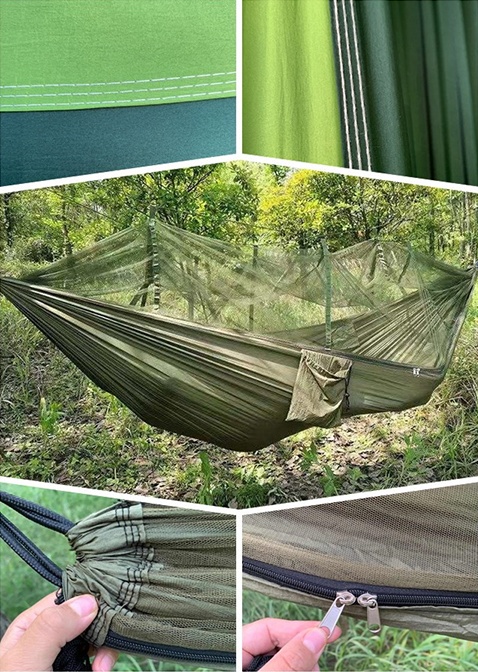 Nylon Camping Hammock with Mosquito Net for Hiking Backpacking Travel