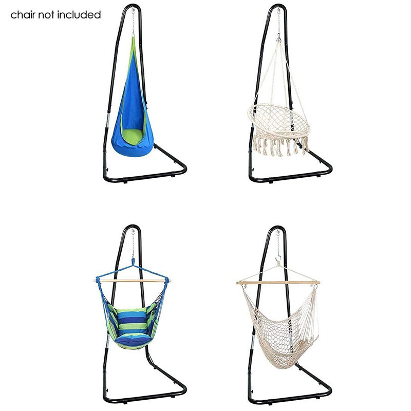 Adjustable heavy-duty steel hammock chair stand with powder-coated finish and wide stable base for patio and outdoor use