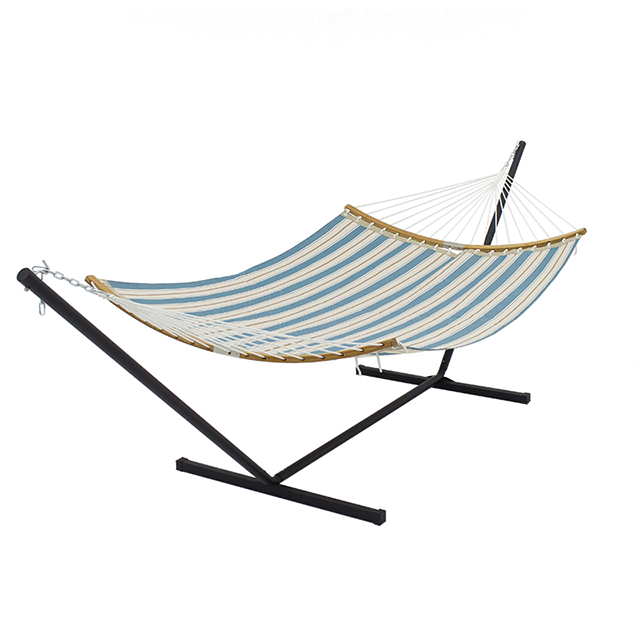 14 FT Double Hammock with Curved-Bar Bamboo Outside Quick Dry Hammock Comfortable Weather-Resistant 450 Lbs Capacity 