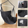 Dark Gray Hammock Hanging Chair Swing Chair Max 330Lbs, 2 Cushions, Large Size with Pocket, Steel Spreader Bar, Hardware Kits And Bag for Indoor Outdoor 