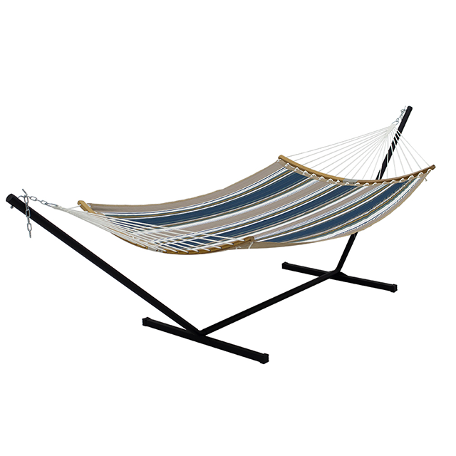 2 Person Hammock with Stand Heavy Duty Hammock with Padded Cotton Detachable Pillow Strong Curved-Bar Perfect for Outdoor Indoor Patio