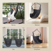 Dark Gray Hammock Hanging Chair Swing Chair Max 330Lbs, 2 Cushions, Large Size with Pocket, Steel Spreader Bar, Hardware Kits And Bag for Indoor Outdoor 