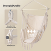 Hammock Chair Hanging Rope Swing Max 330 Lbs, 2 Cushions Included Large Macrame Hanging Chair with Pocket Cotton Weave for Superior Comfort Durability 