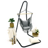 Gray Double Hanging Chair Macrame Boho Handmade Swing Indoor Outdoor Patio Yard Garden Porch 330lbs Capacity with Two Pillow