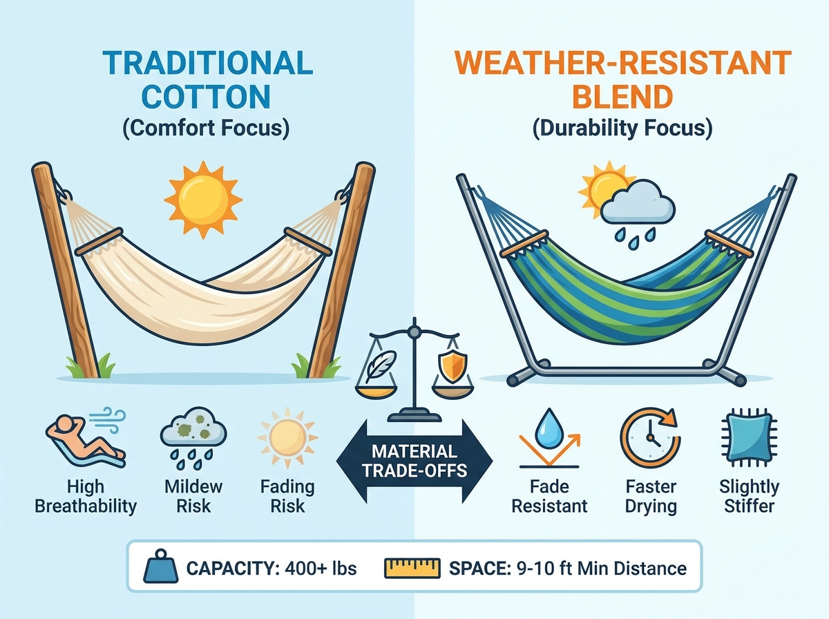 Outdoor double hammock setup