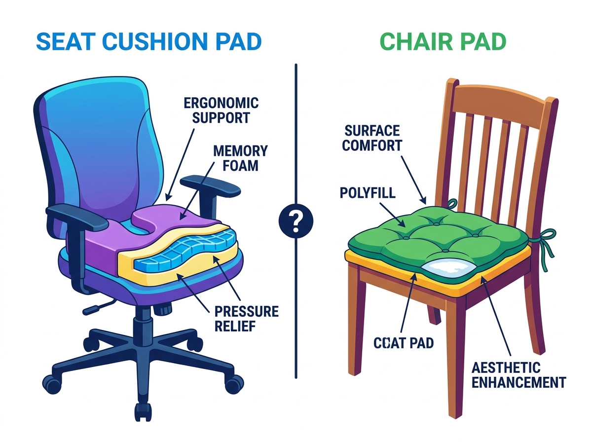 Seat cushion pad vs chair pad